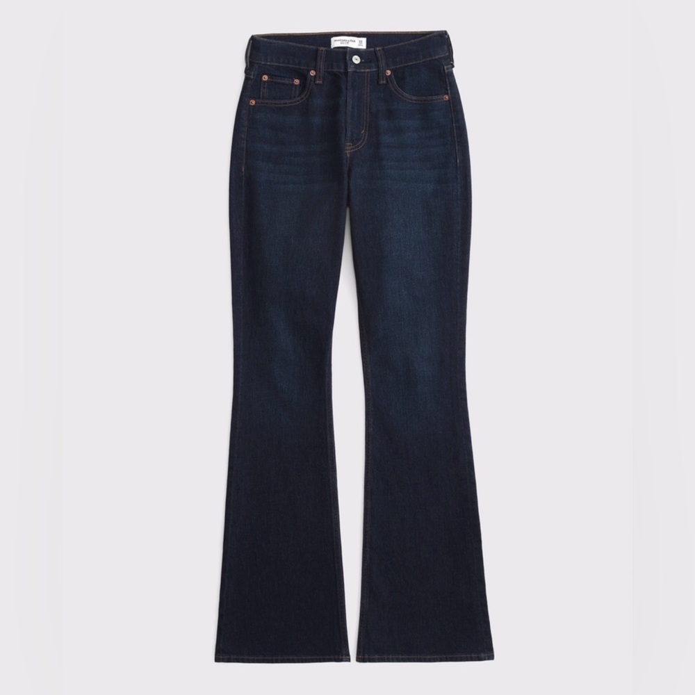 Abercrombie & Fitch Curve Love High Rise Boot Cut Jeans, Dark Blue - Size 25S